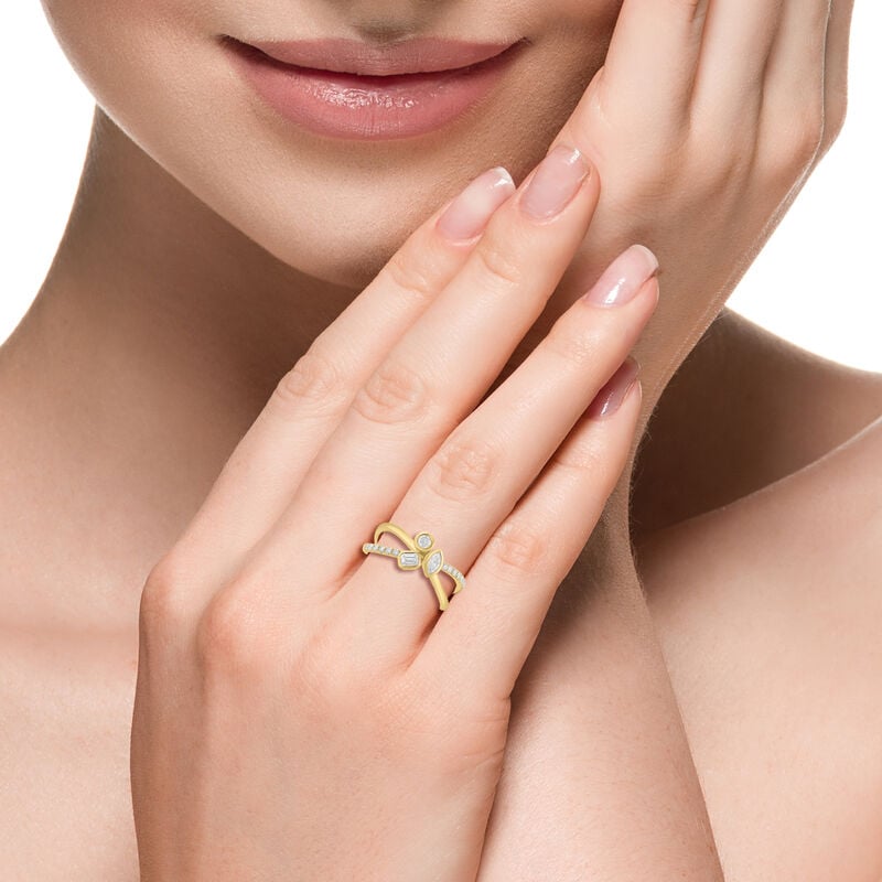 Lab Grown Diamond Bypass Ring in 14k Yellow Gold image number null